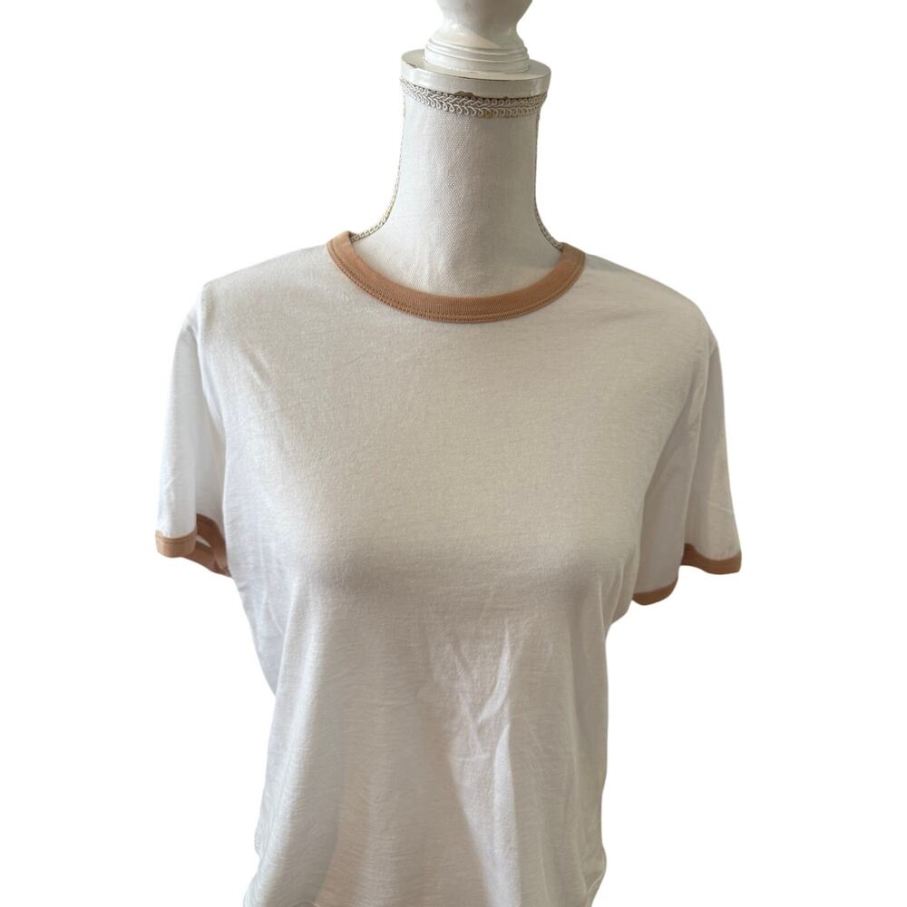 FRAME Denim Vintage Baby Ringer Tee White L - Picture 3 of 9